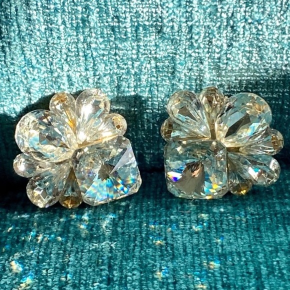 Vintage Rhinestone Cluster Earrings